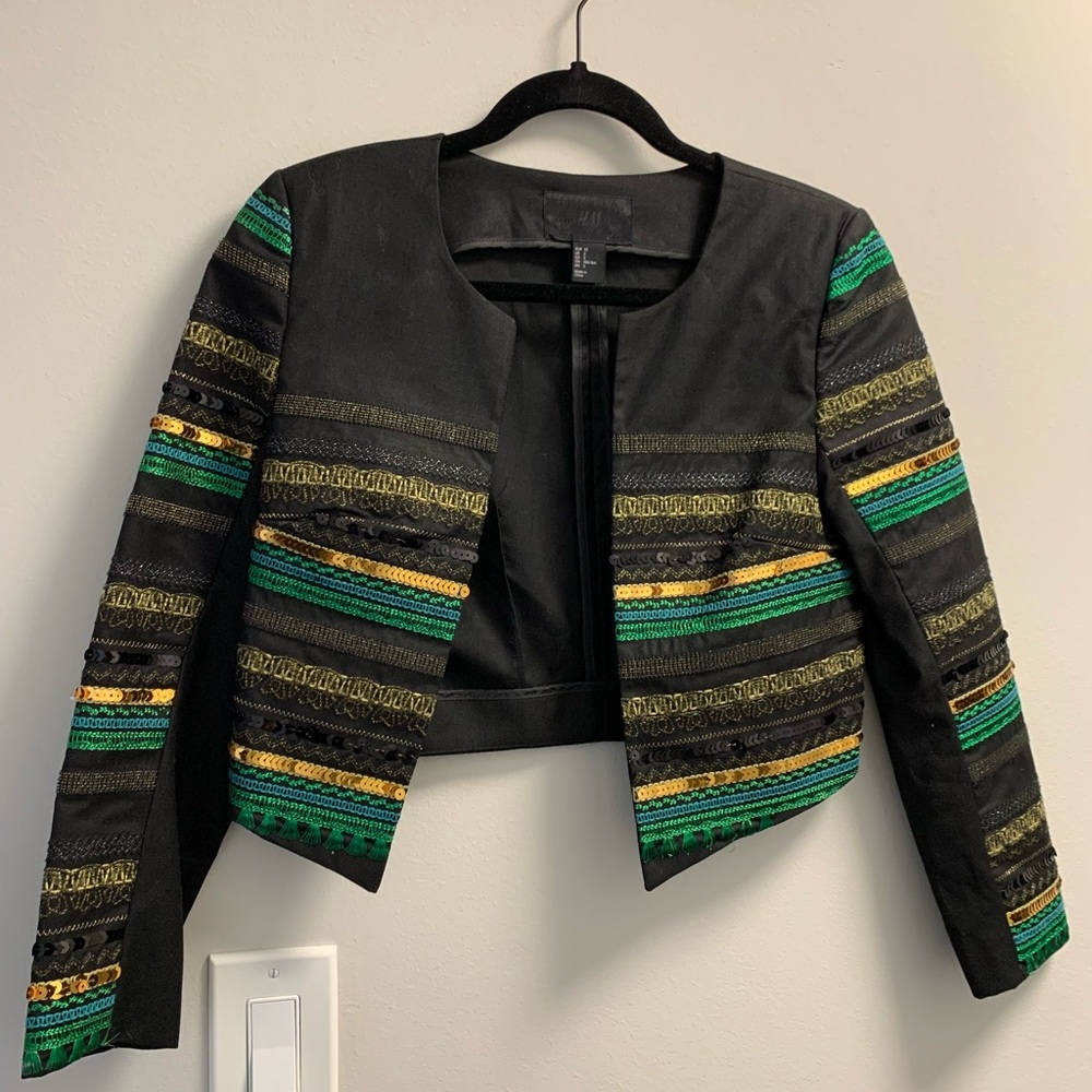 Beaded cropped blazer
